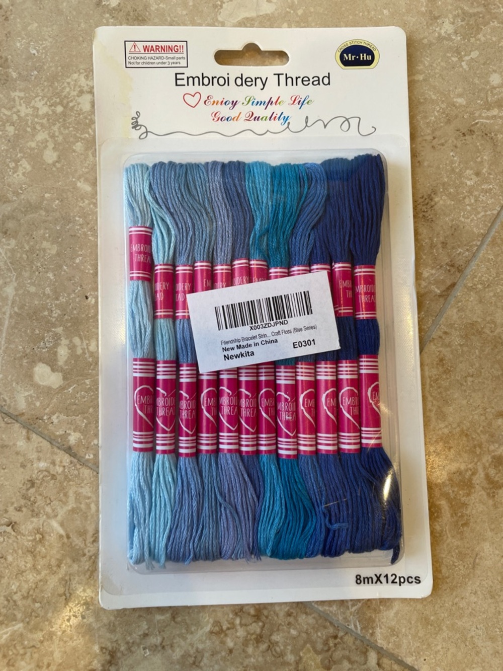 Blue Gradient Embroidery Thread Pack - 12 Skeins